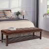 60" Tufted Upholstered Ottoman Bench with Nailhead Trim and Lower Storage Shelf for Bedroom or Entryway -3irtyhousy - 2 of 4