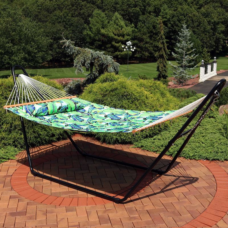 Sunnydaze 2-Person Quilted Printed Fabric Spreader Bar Hammock/Pillow with S Hooks and Hanging Chains - 450 lb Weight Capacity, 2 of 10