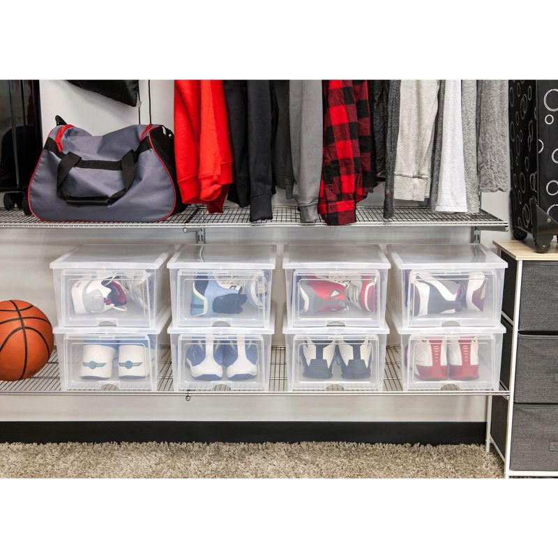 IRIS USA Front Entry Stackable Shoe Storage Box, Shoes Organizer, 5 of 10