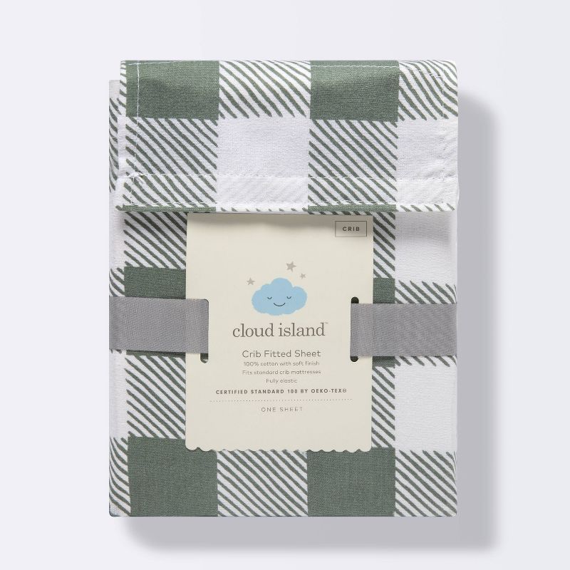 Fitted Crib Sheet - Cloud Island&#8482; Green Gingham, 6 of 7