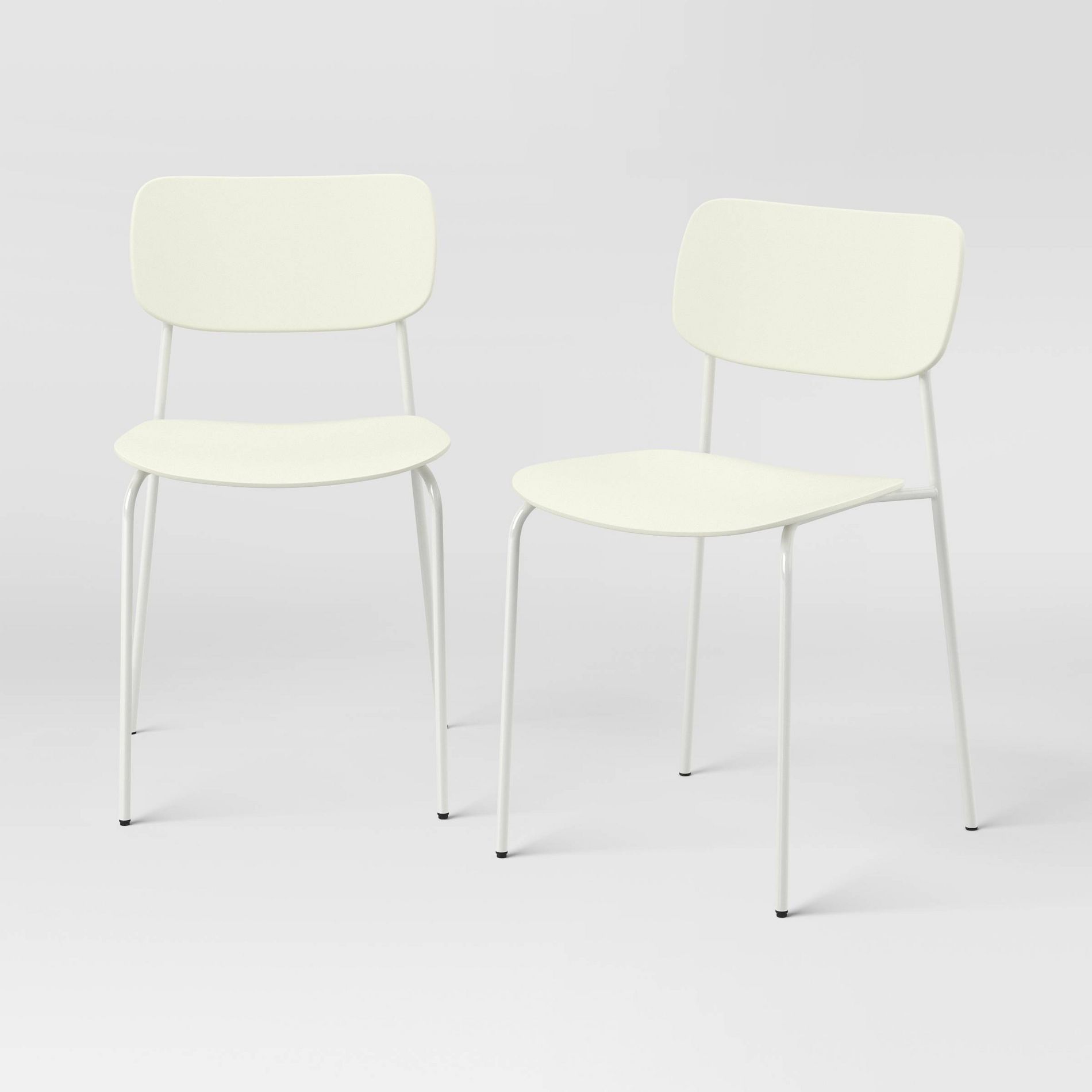 Set of 2 Molded Plastic with Metal Base Dining Chair White - Room Essentials™