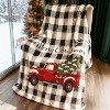 Lomsoe Christmas Throw Blanket, Black and White Plaid Red Truck Christmas Decorations Winter Warm Flannel Throw Blanket. - 2 of 4