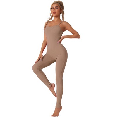 Allegra K Women's Workout No Show Bodycon One Piece Spaghetti Strap Body Shapers