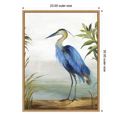 Blue Heron Nature Scene Framed Canvas Wall Art