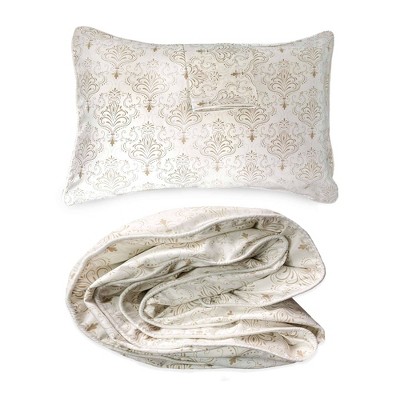 Full/Queen Damask Bamboo Duvet Cover Set with Shams