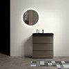FAMYYT 30 in. Single Sink Freestanding Gray Bath Vanity with Black Engineered Stone Top (Assembled), Handle-free Design - 3 of 4