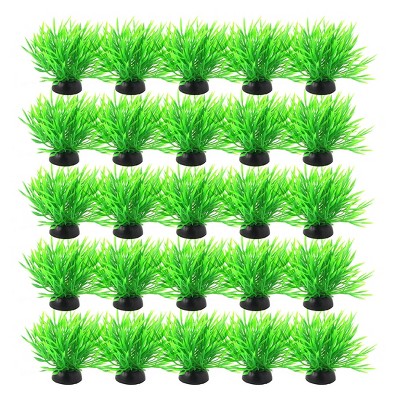 Unique Bargains Aquarium Fish Tank Plastic Decoration Lifelike Plant Ornament Green Black 20 Pcs