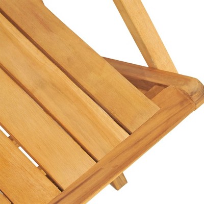 Solid Teak Wood Folding Patio Chairs Set with Armrests