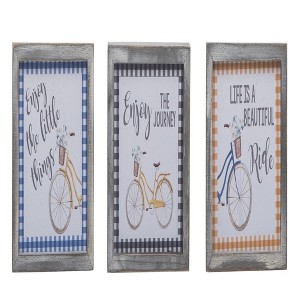 Transpac MDF Beautiful Ride Block Decor Set of 3 Spring Home Decorations - 1 of 1