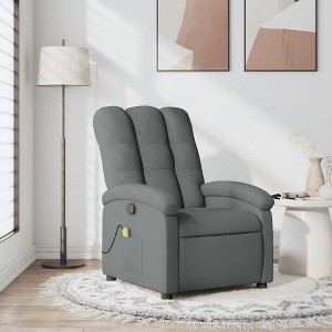 VidaXL Massage Recliner Chair Dark Gray Fabric - 1 of 4