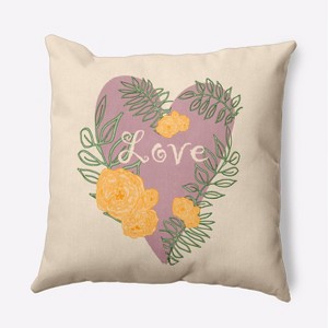 16"x16" Valentine's Day Love and Roses Square Throw Pillow Romantic Purple - e by design - 1 of 4