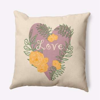 16"x16" Valentine's Day Love and Roses Square Throw Pillow Romantic Purple - e by design