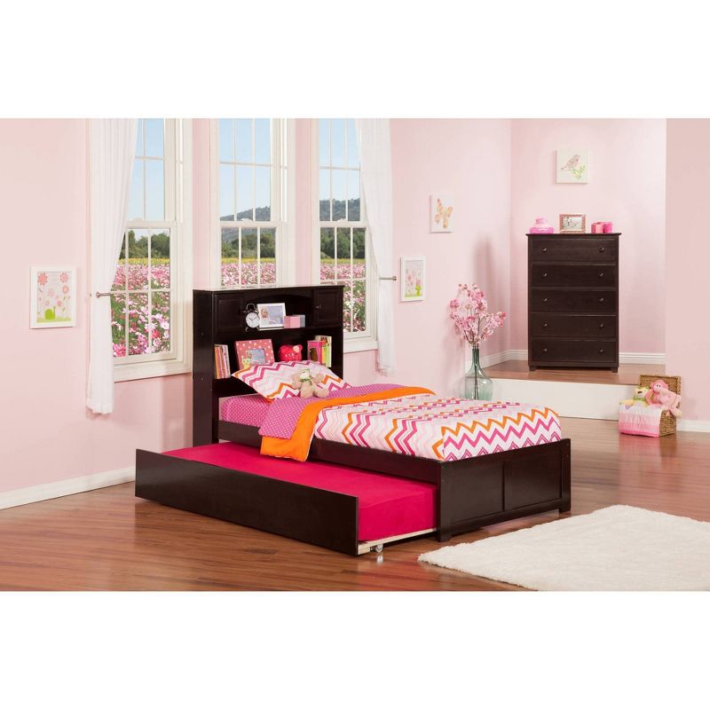 Newport Bed with Twin Urban Trundle Bed Flat Panel Footboard - AFI, 4 of 10