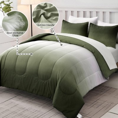 Der Rose BALHAM TRADE-7 Pieces King Comforter Set All Season Lightweight Gradient Dark Green Down Bedding Blue-Queen 90"x90" — фото 3