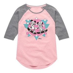 Girls' - Disney - Mickey & Friends Shirt Tail Raglan Graphic T-shirt - 1 of 4