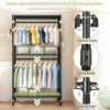 Rolling Clothes Rack, Heavy Duty Clothes Rack with Wheels, 3 Tiers Adjustable Wire Shelving Clothes Rack with 2 Clothes Rails and Side Hooks - 4 of 4