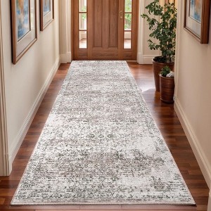 Washable Area Rug, Vintage Boho Pink Rug, Soft Non Slip Non Shedding Low Pile Carpet, for Living Room, Bedroom, Dinning Room - 1 of 4