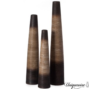 Uniquewise Tall Handcrafted Brown Ceramic Floor Vase - Waterproof Cylinder-Shaped Freestanding Design, Ideal for Tall Floral Arrangements - 1 of 4