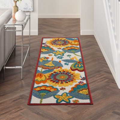 Aloha Multicolor Floral 2' x 6' Runner Outdoor Rug