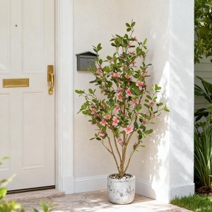 2PCS 4FT Artificial Trees with Planters Faux Potted Plants for Indoor/Outdoor, Thanksgiving Christmas Decor, Fake Tree Flower for Home Office Wedding - 1 of 4