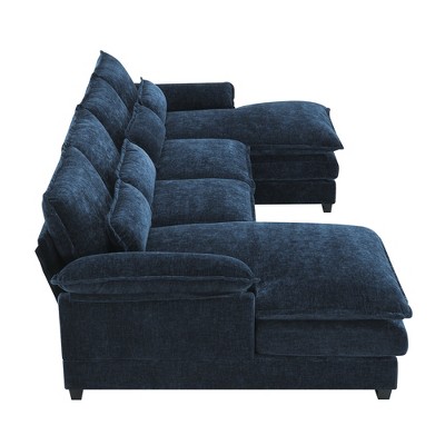 TiramisuBest 110*55" Modern Modular U-shaped Sectional Sofa with Waist Pillows, Modular Sectional Sofa with Storage, Sideboard Buffet Style