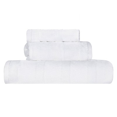 Ribbed Cotton Highly Absorbent Medium Weight Bath Towels, Set of 3 by Blue Nile Mills