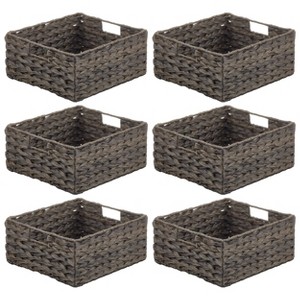 mDesign Woven Farmhouse Pantry Food Storage Bin Basket Box - 3 Pack - Gray Ombre - 1 of 4