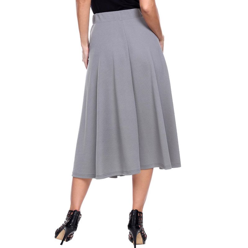 Women's Flared Midi Skirt with pockets - White Mark, 3 of 4