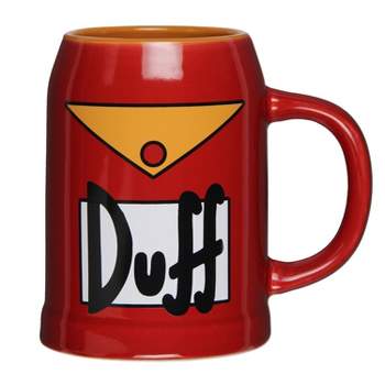 The Simpsons Duff Beer Mug Stein 24 Oz Ceramic Cup Red