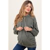 Pinkblush Olive Ribbed Front Pocket Maternity Drawstring Hoodie - 2 of 4