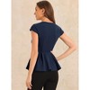 INSPIRE CHIC Women's Elegant Round Neck Cap Sleeve Solid Color Peplum Blouses - 4 of 4