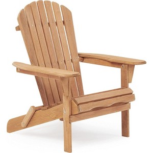 Gulches 2PC Outdoor Folding Adirondack Chair Wooden Lounge Patio Chair for Garden,Garden, Lawn, Backyard, Deck, Pool Side, Fire Pit,Half,Brown - 1 of 4