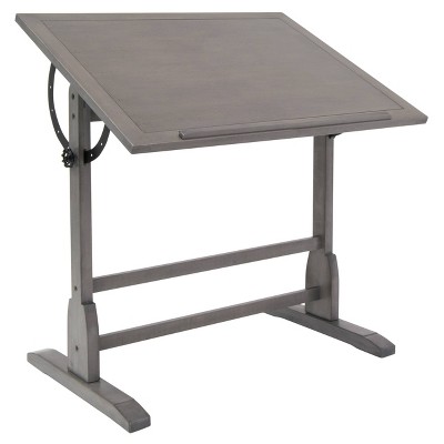 studio designs Vintage Solid Wood Drawing/Drafting Table with Angle Adjustable Top Slate Gray: 90 Degree Tilt, Steel Frame