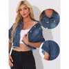 Allegra K Women's Denim Ruffled Short Sleeve Lightweight Peplum Hem Jean Shirt - 2 of 4