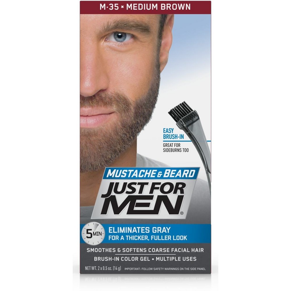 Just For Men Mustache and Beard Coloring for Gray Hair  M-35 Medium Brown