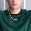 EVERLY JEWELRY |Men's 7-7.5mm Cultured Freshwater Pearl and Curb-Link Chain Necklace Black Silver - 4 of 4