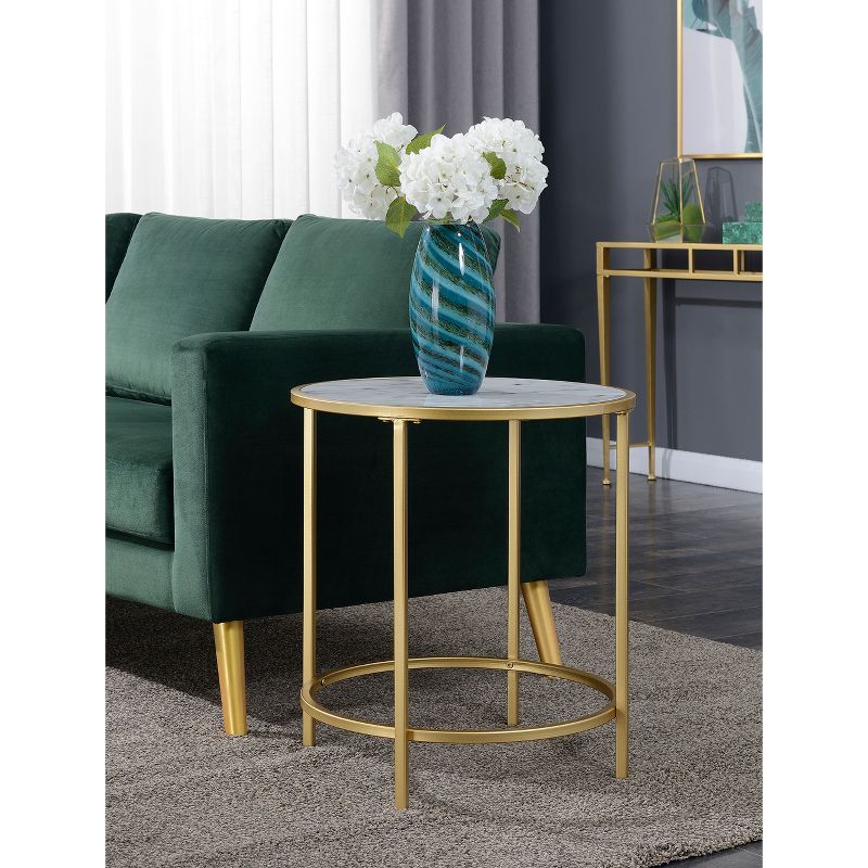 Gold Coast Deluxe Mirrored Round End Table - Johar Furniture , 3 of 9