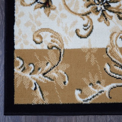 Elegant Optimum Byron 63" Floral & Geometric Black Area Rug