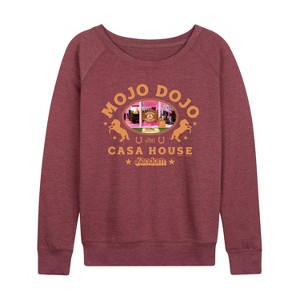 Women's - Barbie - Mojo Dojo Casa House West Lightweight French Terry Wide Neck Long Sleeve Shirt - 1 of 4