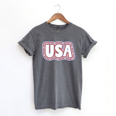 Simply Sage Market Women's USA Outline Short Sleeve Garment Dyed Tee