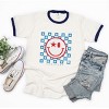 Simply Sage Market S.W.Smiley Checkered Patriotic Ringer Tee - 3 of 4