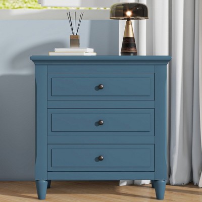 Isabel Modern Style Wooden Nightstand, Blue Single Drawer Night Side ...