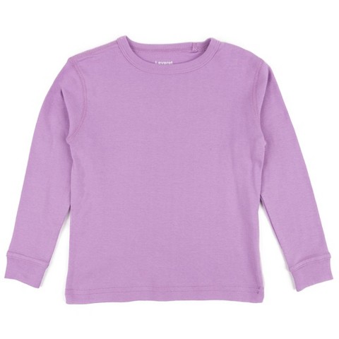 LEVERET Kids Long Sleeve Cotton T-Shirt Purple 6 Year