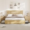 Queen Platform Bed Frame with Natural Rattan Cane Headboard, Metal Frame & Wood Slats, Boho Bedroom Furniture, No Box Spring Needed, Easy Assembly - 3 of 4
