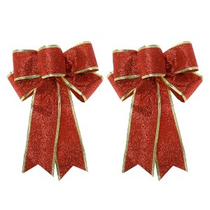 Unique Bargains Christmas Fabric Gift Bow Decoration 7.09"x9.06" 2 Pcs - 1 of 4