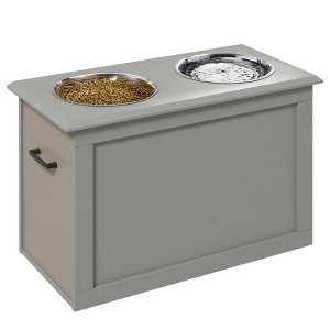 SKYONE Elevated Dog Feeder Station with 2 Stainless Steel Bowls - Removable, Storage Space, - 1 of 4