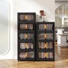 ChicFurnit Utility Storage Cabinets 4 Tiers Multi Use Storage Cabinet Folding Storage Cabinet for Home Spaces, Black, 24.41"*14.76"*12.2" - 3 of 4