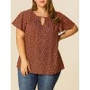 Agnes Orinda Plus Size Womens Tops Keyhole Flutter Short Sleeve Chiffon Floral Pattern - 2 of 4