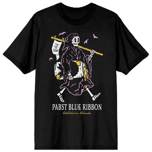 Pabst Blue Ribbon Grim Reaper Men's Black Short Sleeve Tee - 1 of 3