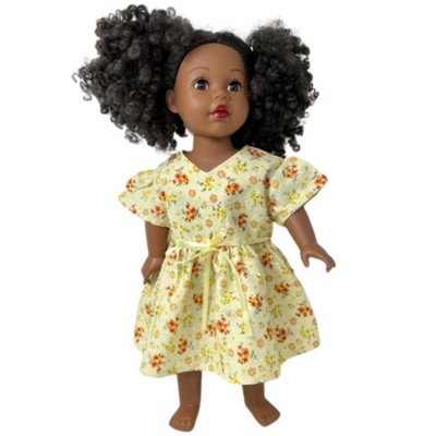 Doll Clothes Superstore Yellow Flower Dress Fits 18 Inch Girl Dolls Like American Girl, Our Generation and My Life Dolls